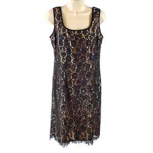 Donna Ricco black lace overlay sleeveless dress